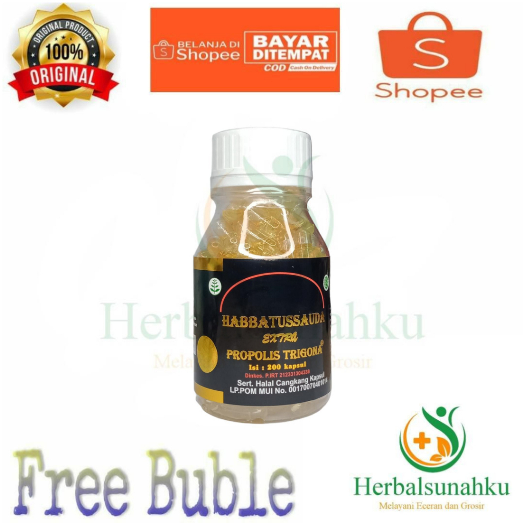 Best Seller Habbatussauda Extra Propolis Trigona 200 kapsul | Kapsul Habatusauda Propolis