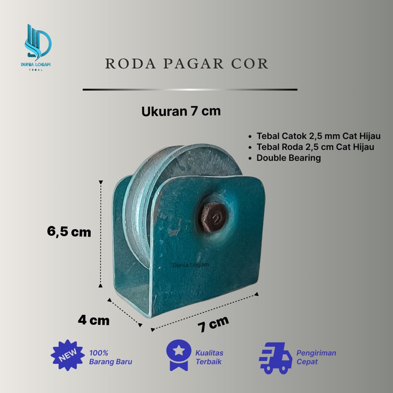 Roda pagar cor 7 cm | Roda pintu gerbang | Aksesoris pagar