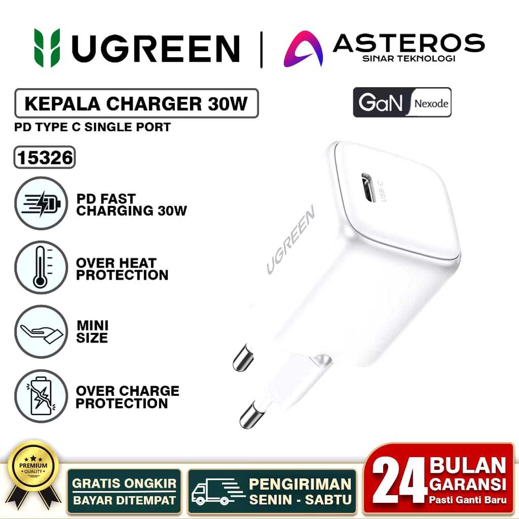 UGREEN KEPALA CHARGER ADAPTOR CHARGER USB TYPE C 30W FAST CHARGING FOR IPHONE | SAMSUNG| ANDROID