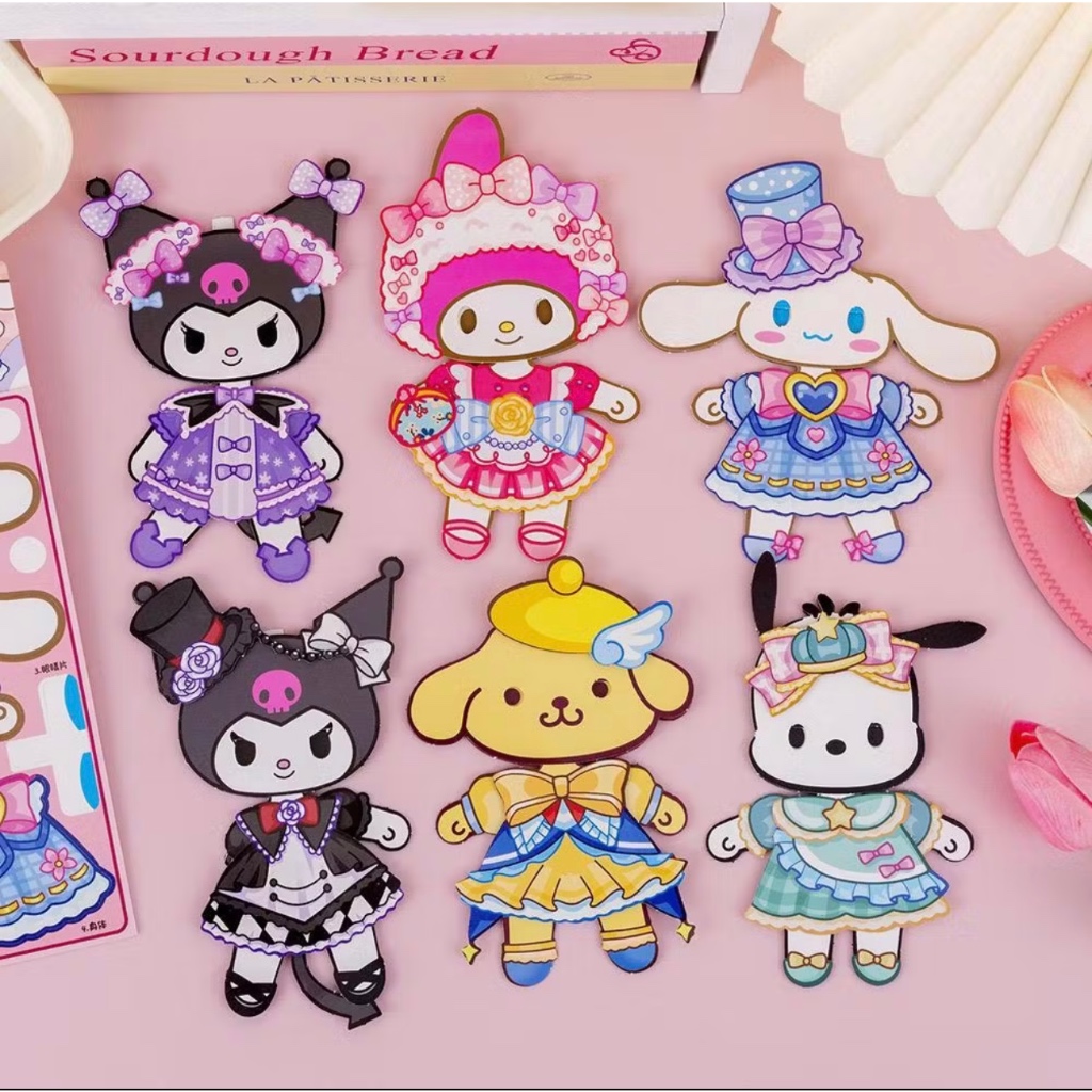 MAINAN DIY PAPER DRESS DOLL SANRIO / STICKER CROSSING DRESS SANRIO / STICKER MAINAN BONGKAR PASANG B