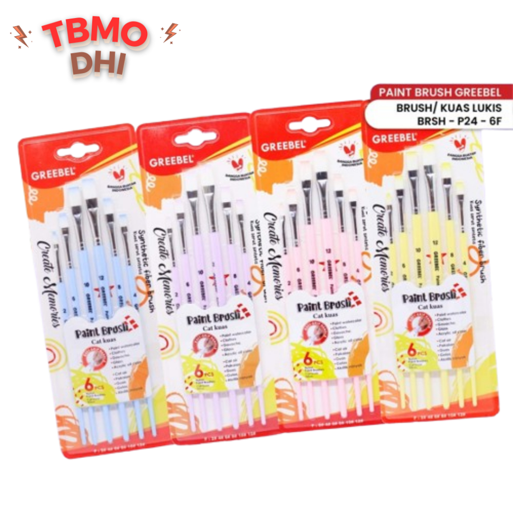 

TBMO GREEBEL Kuas Lukis Brush Paint Set 6pcs / BRSH-P24-6F