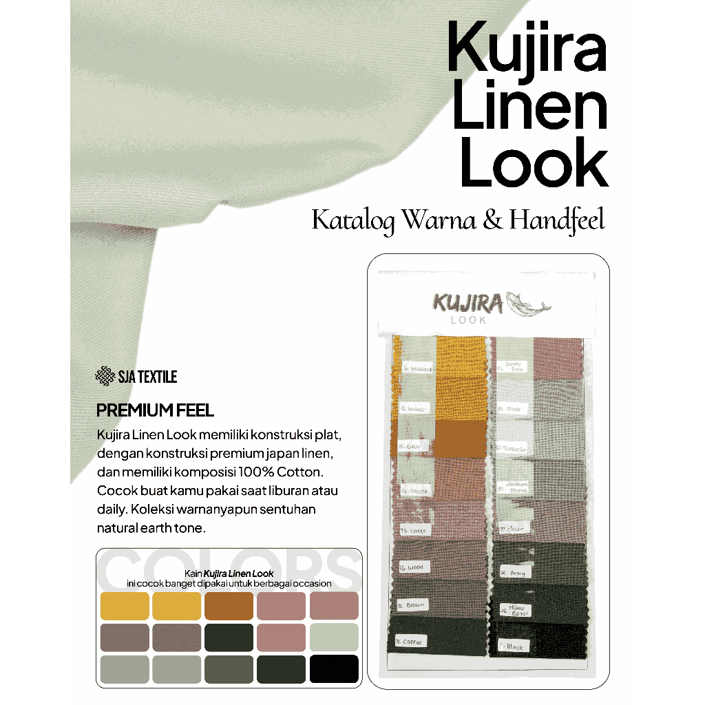 Katalog Kain Kujira Linen Look by SJA Textile Catalogue Kain Handfeel / Katalog Kain Full Cotton Cot