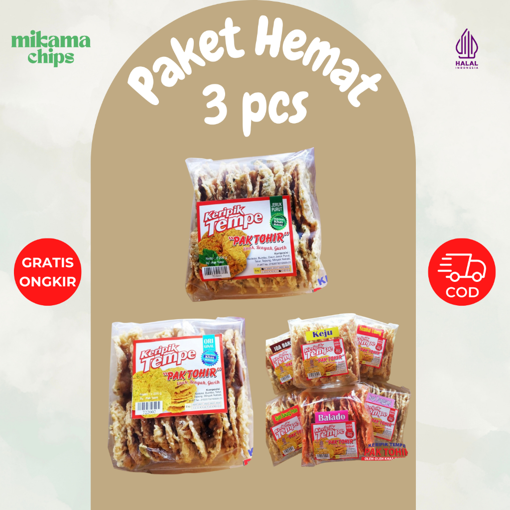 

[Mikama Chips] Keripik Tempe Pak Tohir oleh oleh khas malang/keripik tempe balado/keripik tempe jeruk purut