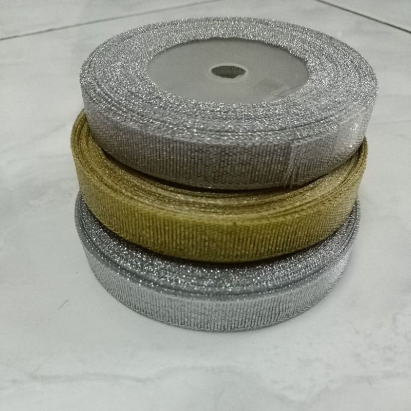 

pita glitter 1/2 inchi ( silver dan gold )