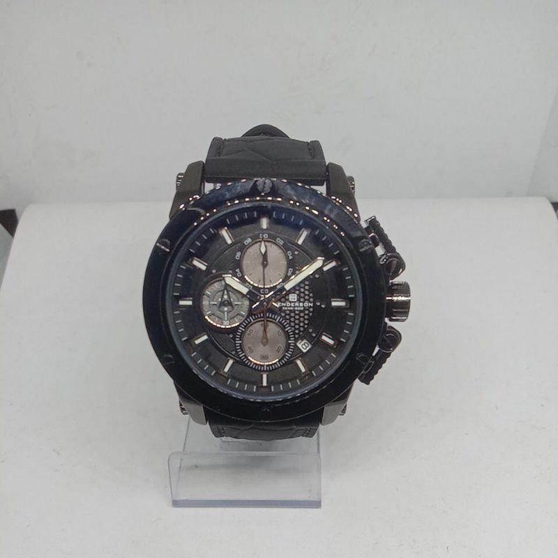 Jam Tangan BENDERSON Type Sport Crono tali karet warna hitam (Original)