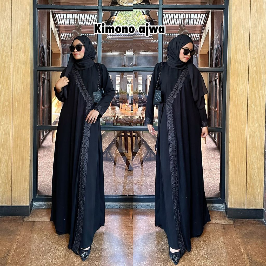Jauhara - Abaya/Gamis Syari Muslimah Bahan Jettblack Super // Abaya/Gamis Kimono Ajwa