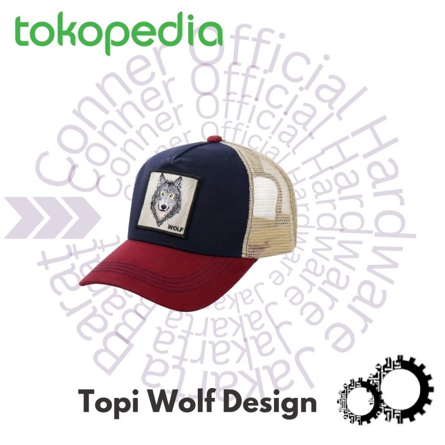 WOLF Topi Trucker Baseball Wolf Quick Drying Mesh Topi Golf Cap