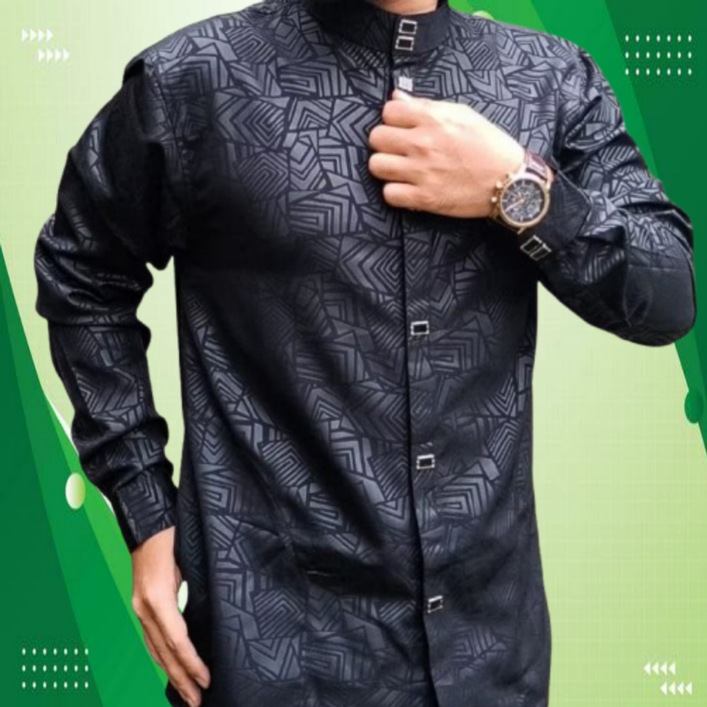 Kemko sultan embos wolfis baju koko muslim pria dewasa lengan panjang