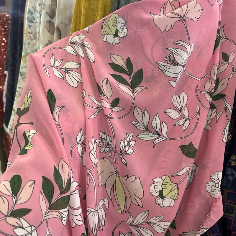 Kain Ceruty Babydoll Motif Bunga - Kain Ceruti Babydoll Premium - kain bahan motif - kain ceruti mot