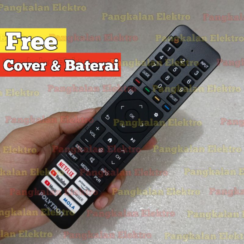REMOTE TV POLYTRON GOGLE TV 81J232 ASLI ORIGINAL PLD SERIES FREE COVER FREE BATU BATERAI AAA REMOT T