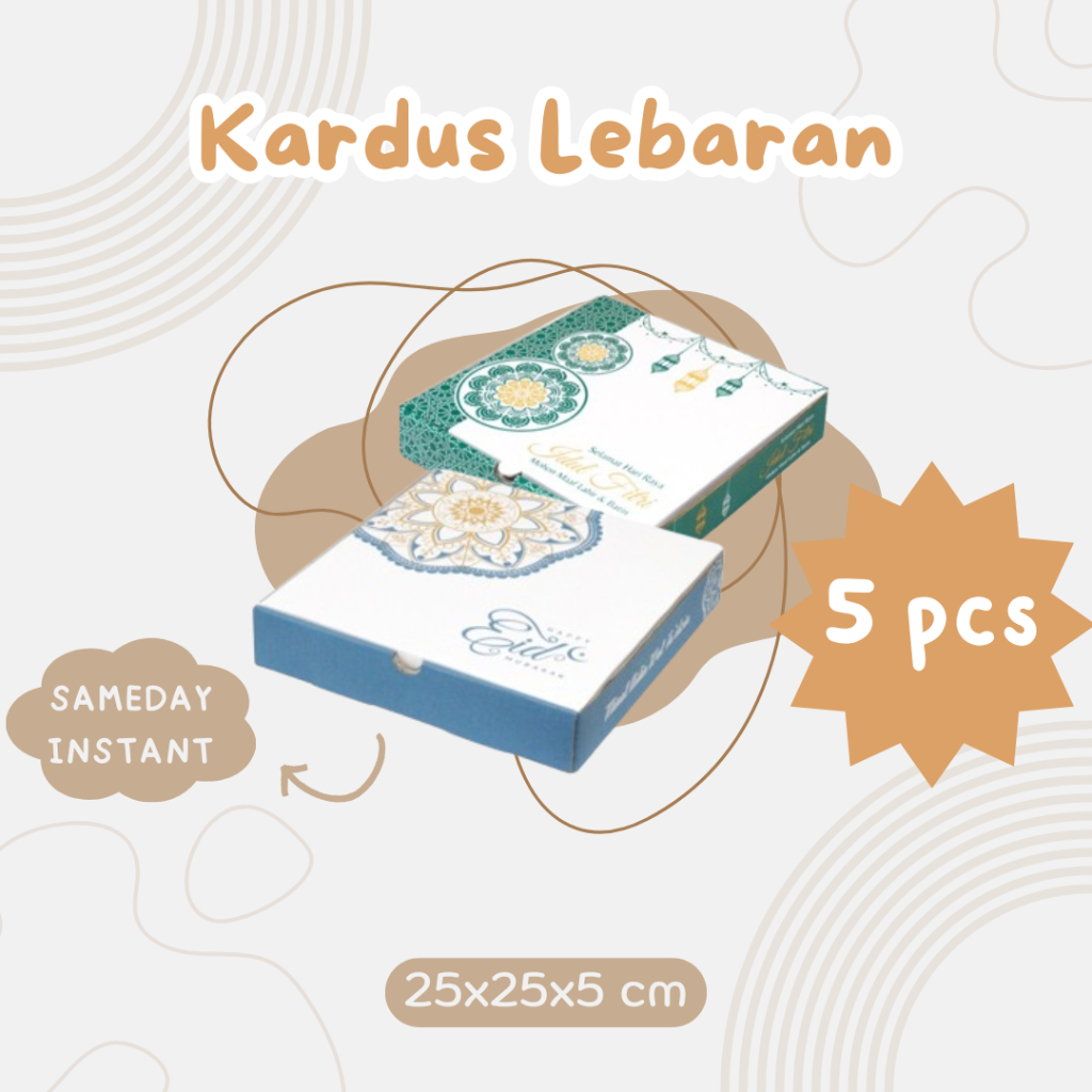 

5pcs Kardus Parcel Lebaran Uk 25x25x5 cm Box Toples Kue 250gr Isi 4 Kotak Hampers Idul Fitri