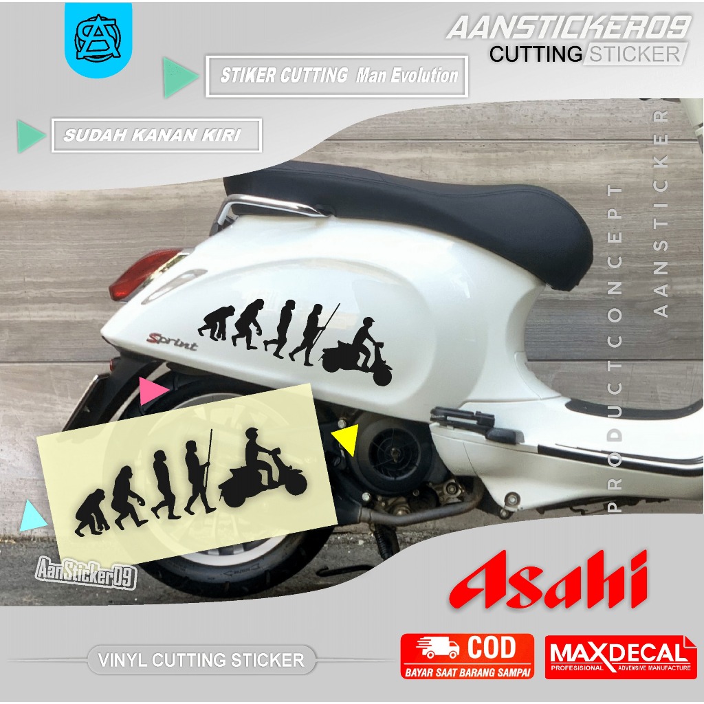 stiker motor - stiker man evolution stiker cutting motor vespa scoopy genio full cutting