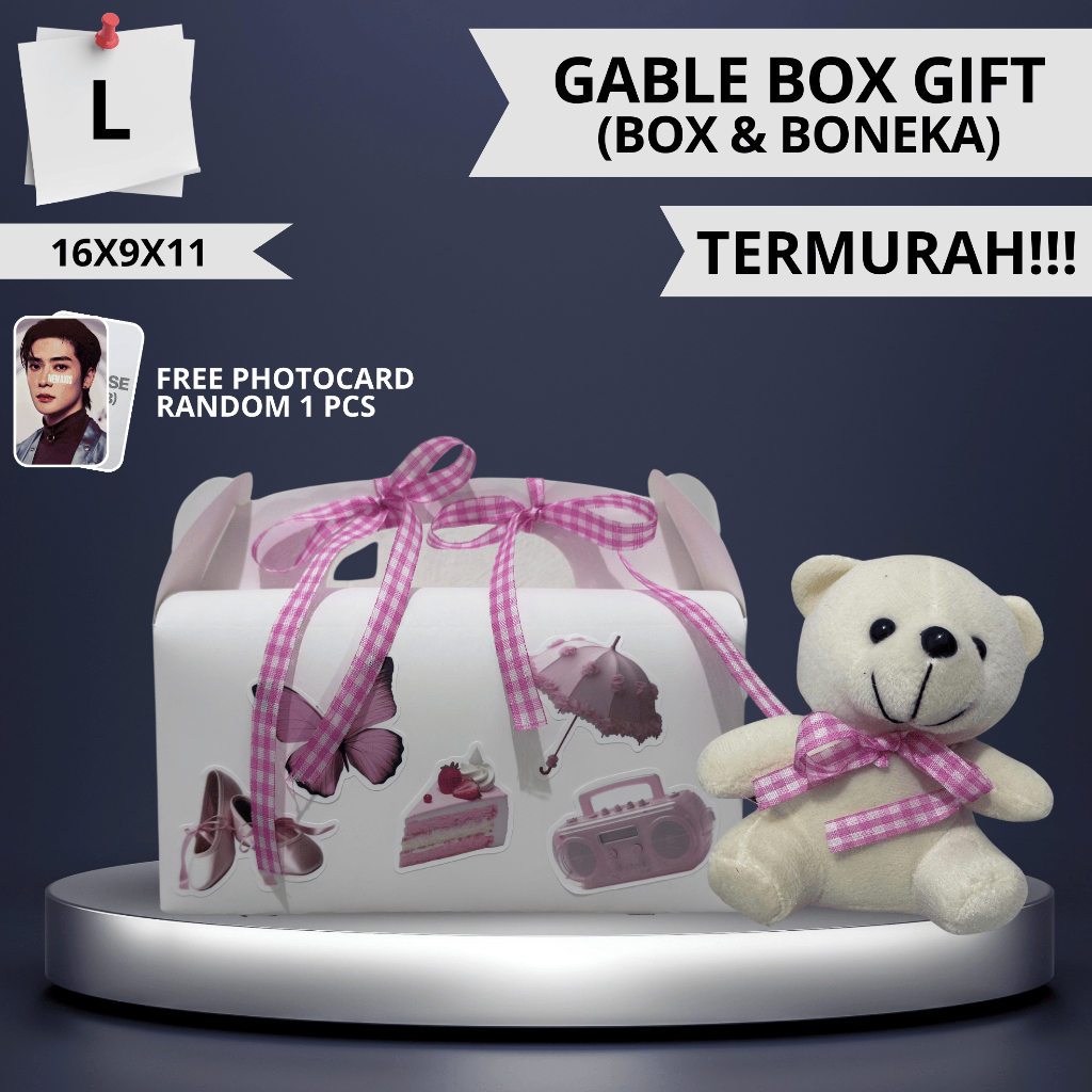 

GABLE BOX GIFT (INCLUDE BONEKA) PINK BOX L ULTAH-GRADUATION-LEBARAN-VALENTINE | HAMPERS