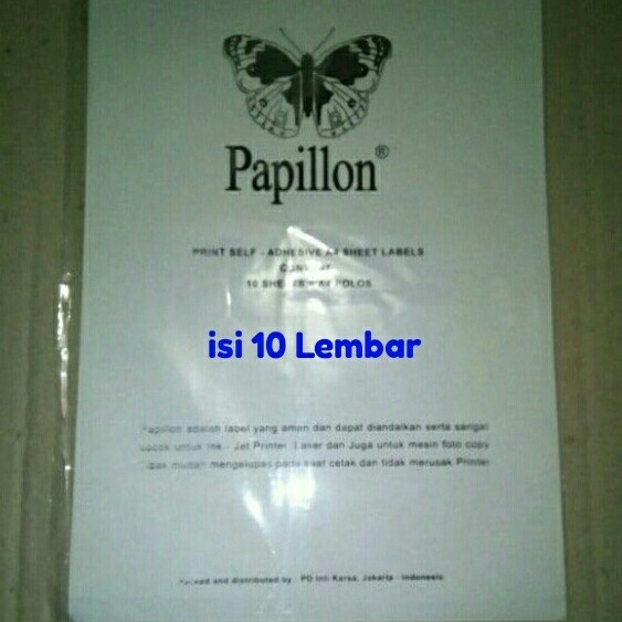 

Kertas Label A4 - Isi 10 Lembar Papillon
