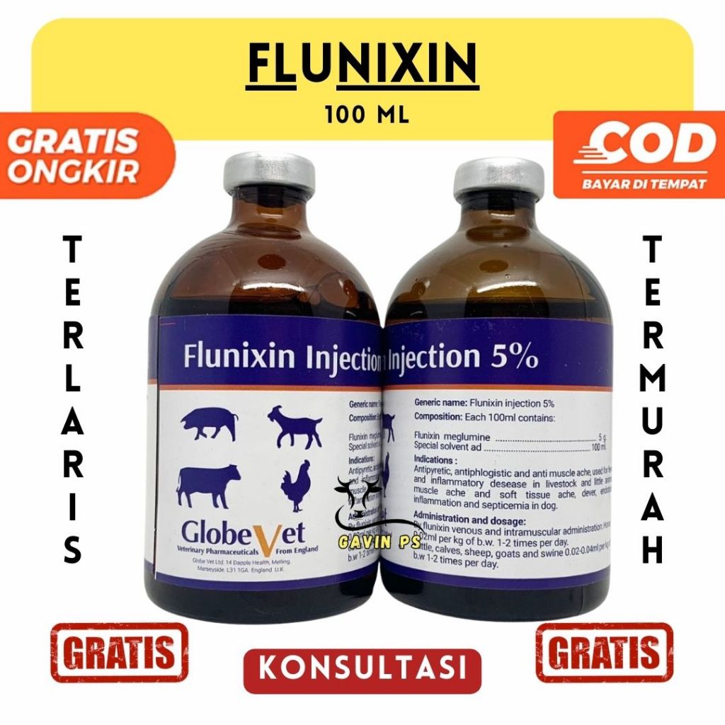 Flunixin 100Ml Globe -Obat I Radang, Inflamasi Hen, Obat Gesik, I Nyeri Aman Utk Bunting