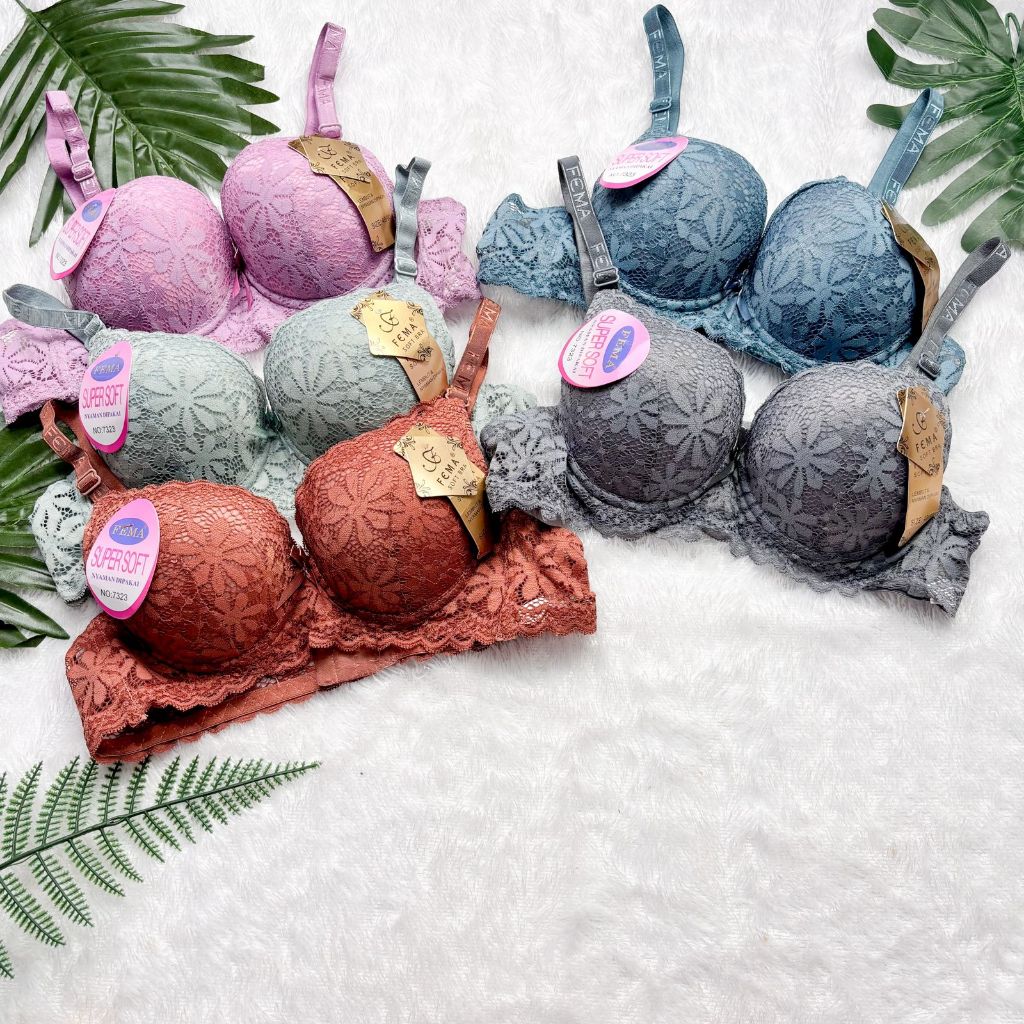 BRA WANITA FEMA SUPER SOFT KAWAT 7323 BUSA TEBAL BH PEREMPUAN FEMA IMPORT HIGH QUALITY