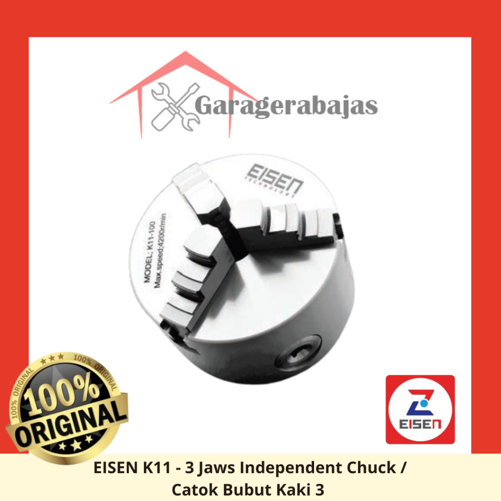 EISEN K11 / 3 Jaws Independent Chuck / Catok Bubut Kaki 3