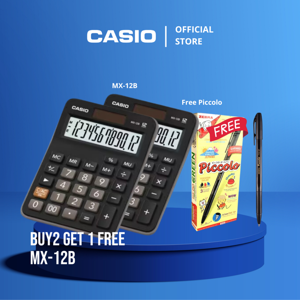 

CASIO KALKULATOR PAKET BUNDLE MX-12B - 12 DIGIT - KALKULATOR DAGANG
