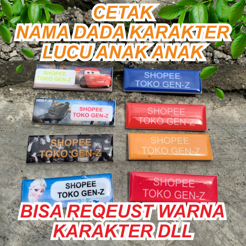 

CETAK PAPAN NAMA/NAMA DADA/NAMETAG RESIN LUCU ANAK ANAK/KARAKTER ANAK ANAK, GAME ANAK/NAMA GURU/NAMA MURID/ FREE DESAIN