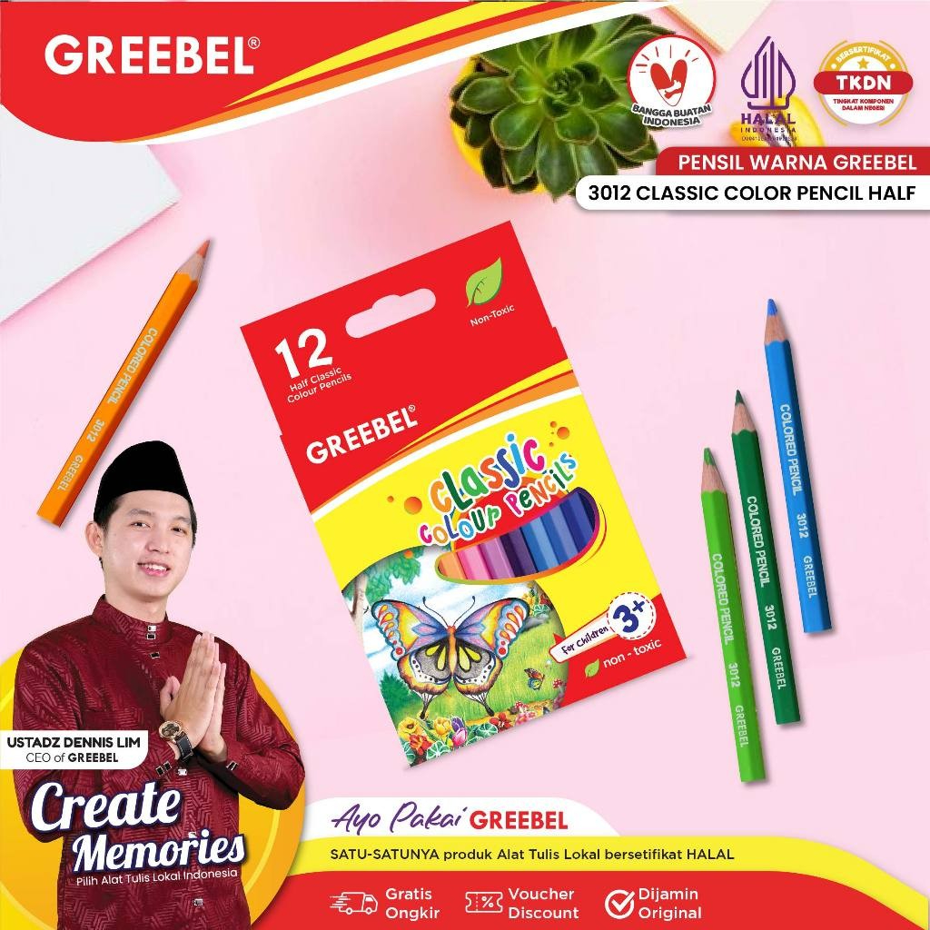 

Greebel Pensil Warna Pensil Warna 12 Warna / Greebel Pensil Warna 3012 Half 12 Warna