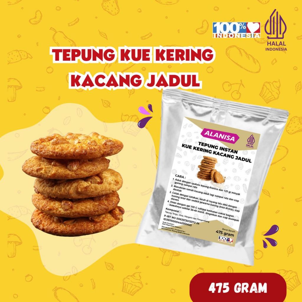 

TEPUNG INSTAN KUE KERING KACANG JADUL 475GR, TEPUNG KUE KERING