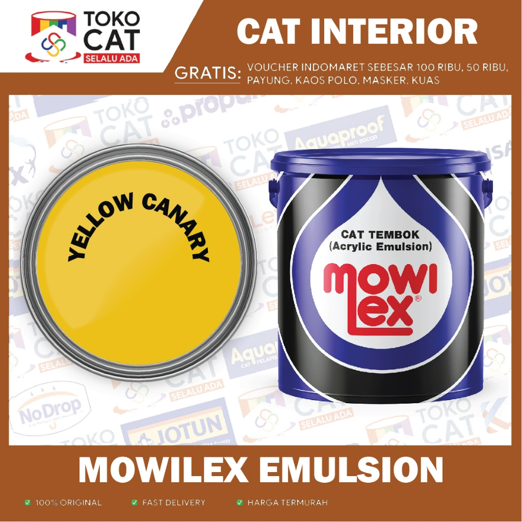 CAT TEMBOK INTERIOR // MOWILEX EMULSION KHUSUS ( YELLOW CANARY ) 20 LITER // KEMASAN PAIL