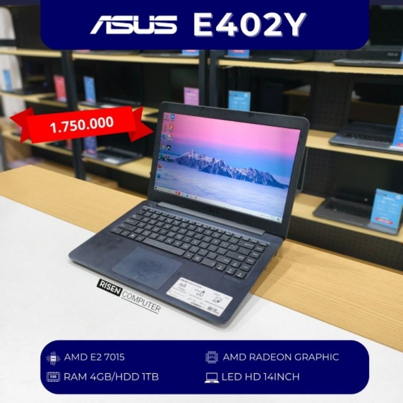 Asus E402Y AMD E2-7015 RAM 4GB HDD 1TB HD 14inch Laptop Notebook Second Seken Bekas Murah Bagus Seko