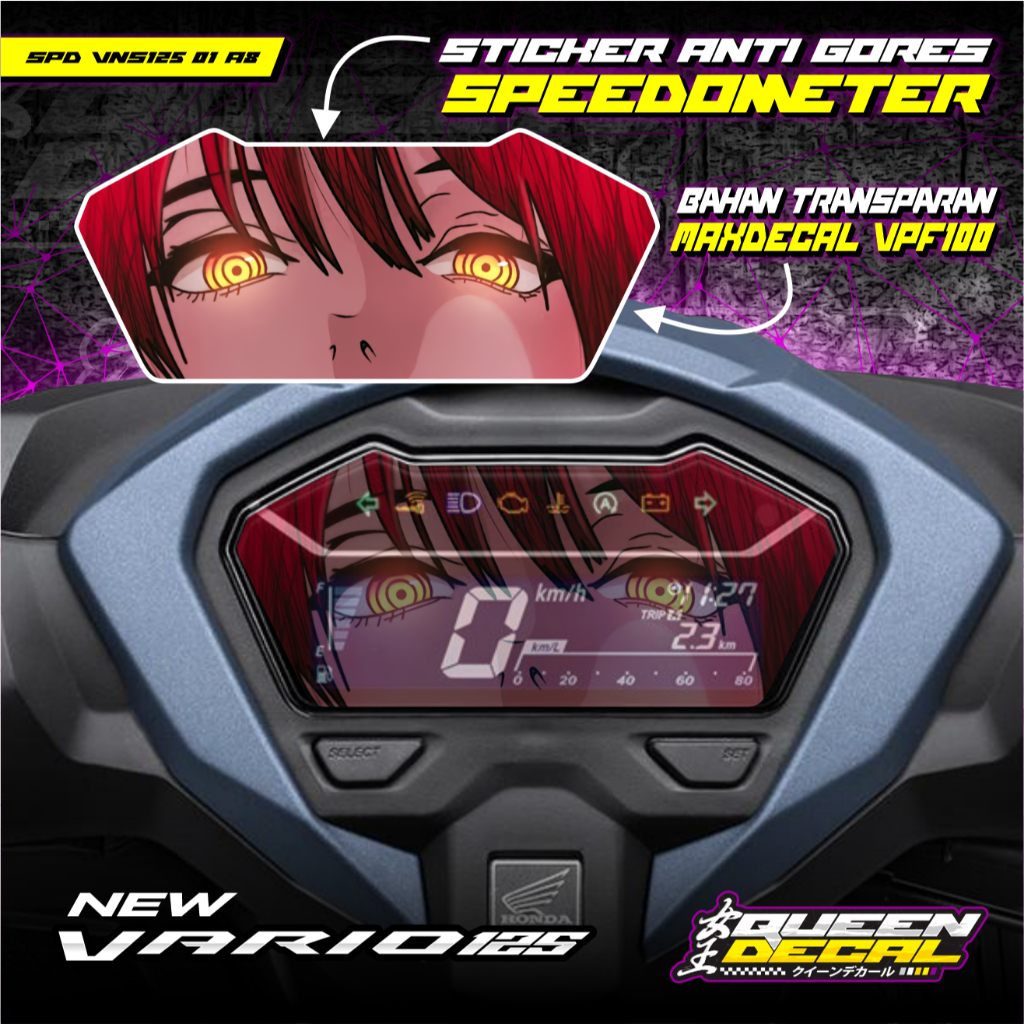 Stiker Antigores Speedometer Motif Anime Makima Chainsaw-Sticker Aksesoris Motor Vario 125 NEW-Tahan