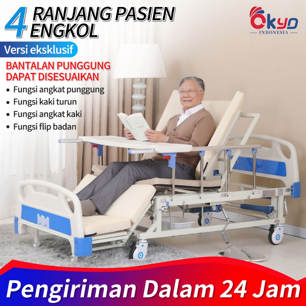 Ranjang Pasien 4 Engkol /Ranjang Medis/ Tempat Tidur Rumah sakit tempat tidur menyusui/Bed Pasien Cr