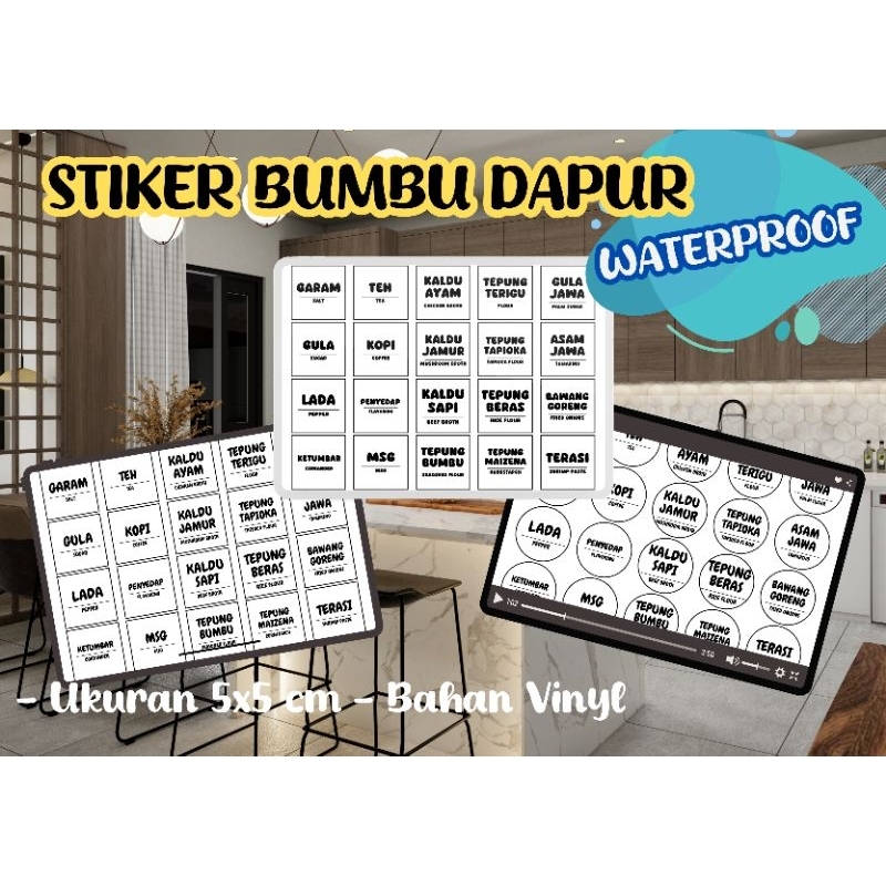 

(20 pcs) Stiker Label Nama Bumbu Dapur Waterproof anti air Sticker