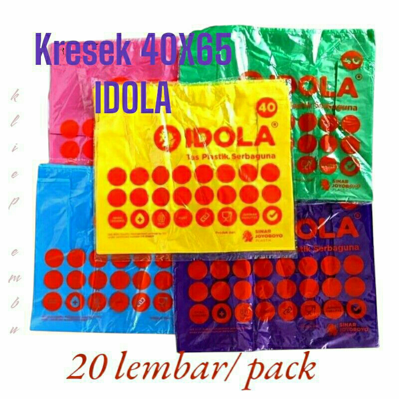 IDOLA PLASTIK KRESEK BESAR JUMBO WARNA STABILO MERK IDOLA UK 40X65