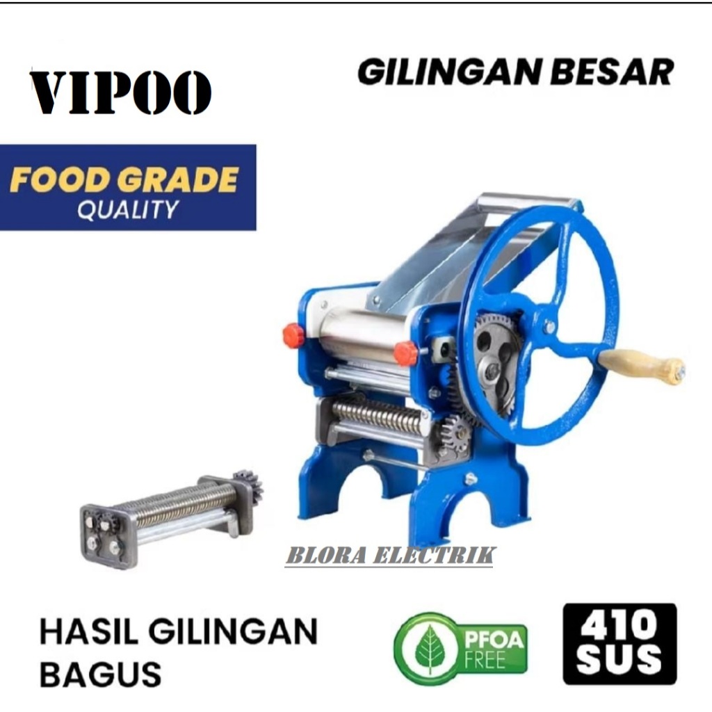 VIPOO Gilingan Mie Besar Penggiling Adonan Manual Pasta Maker A150-4