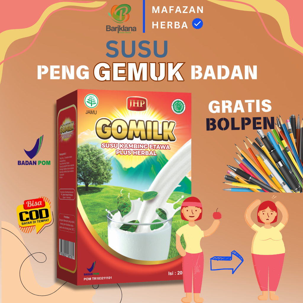 

[ GRATIS BOLPEN ] GOMILK Susu Kambing Etawa Plus Herbal | Susu Penambah Nafsu Makan dan Penambah Berat Badan | Netto 200 gr