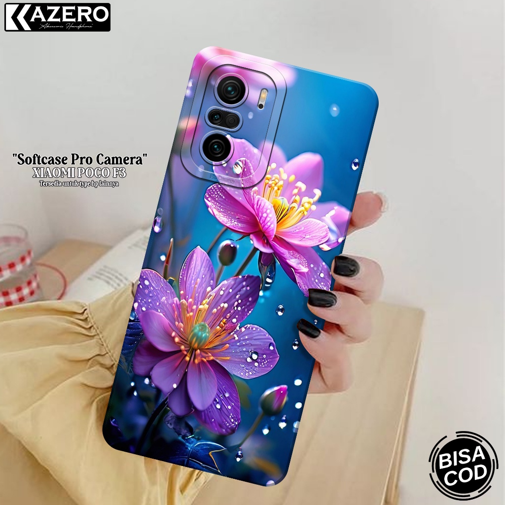 KAZERO - Case Hp Xiaomi Poco F3 - Fashion Case Bunga - Pro Camera - Softcase Xiaomi Poco F3 - Kesing