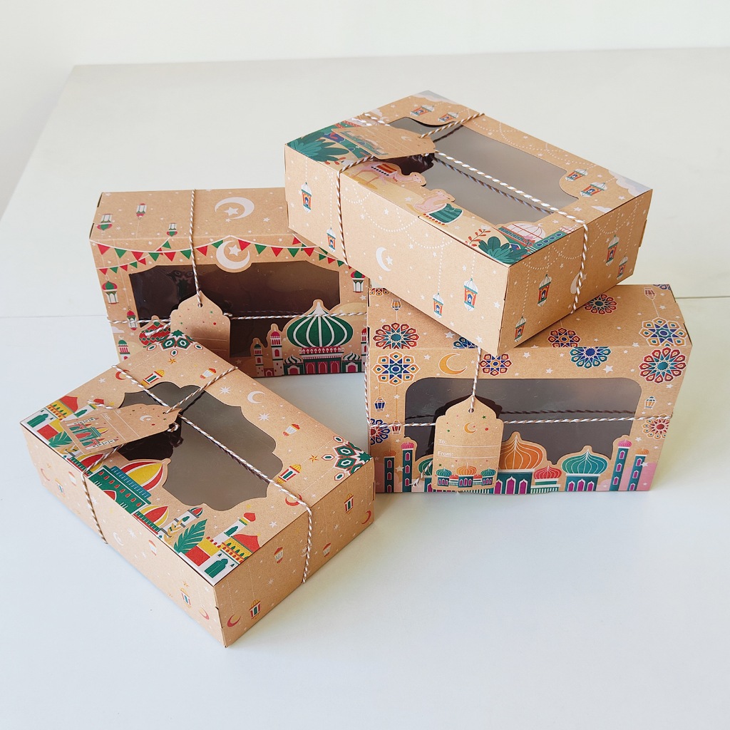 

JMD0611 [1pcs] - lDUL FITRI BOX - PVC COOKIES EID MUBARAK BOX - KRAFT PAPER KUE KERING LEBARAN HARI RAYA