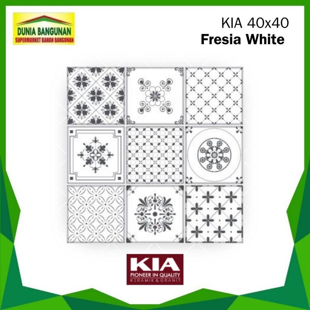 Keramik 40x40 KIA Freesia White Keramik Lantai Kasar / Keramik Dapur/ Keramik Teras / Keramik Kamar 