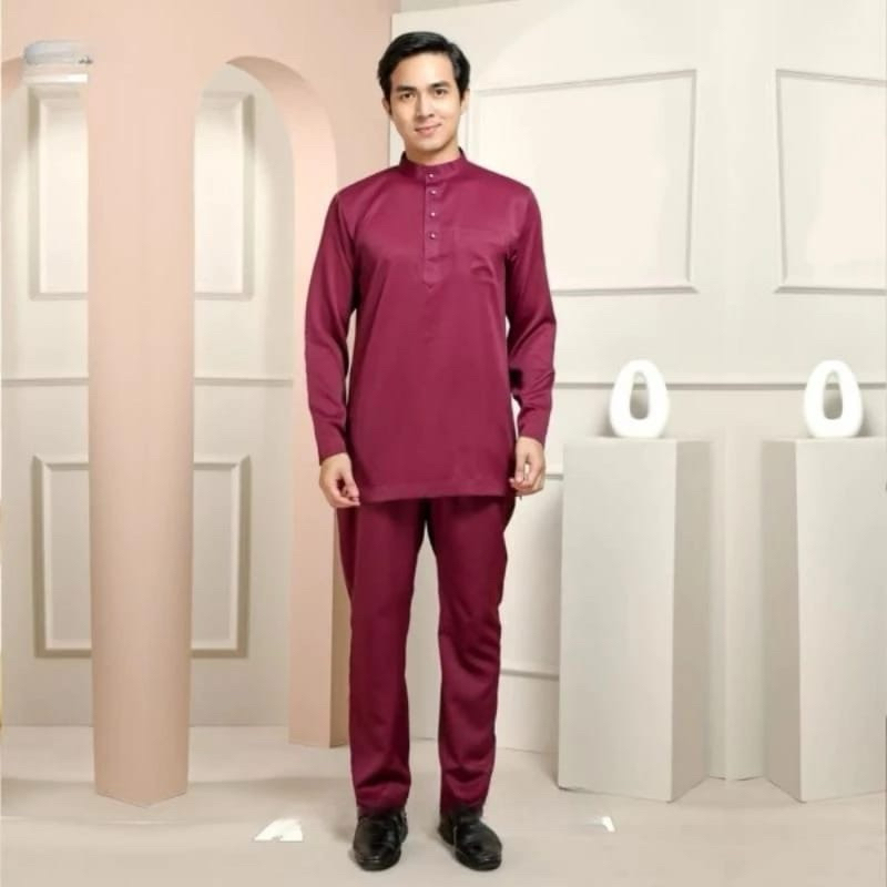 Setelan celana baju kurung malaysia baju laki laki dewasa baju teluk belanga cekak musang