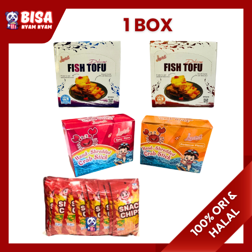 

FISH TOFU ANEKA RASA | CRAB STICK ANEKA RASA | SNACK CHIPS ANEKA RASA | 1BOX/1BAG | SNACK LEBARAN