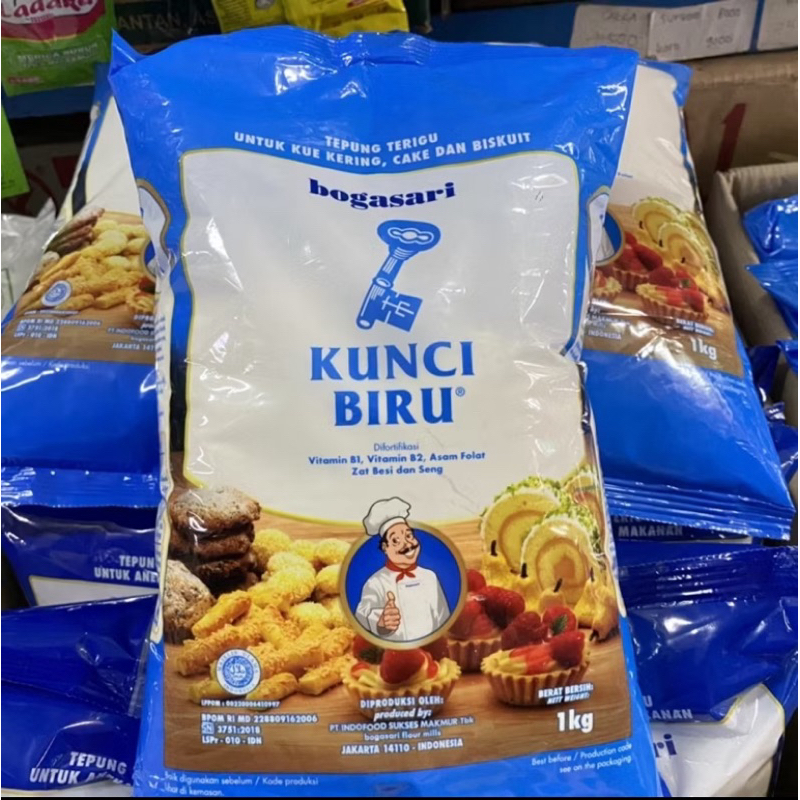 

Kunci Biru Tepung Terigu pck 1kg Kemasan 1 dus. / 1 dus isi 12pcs