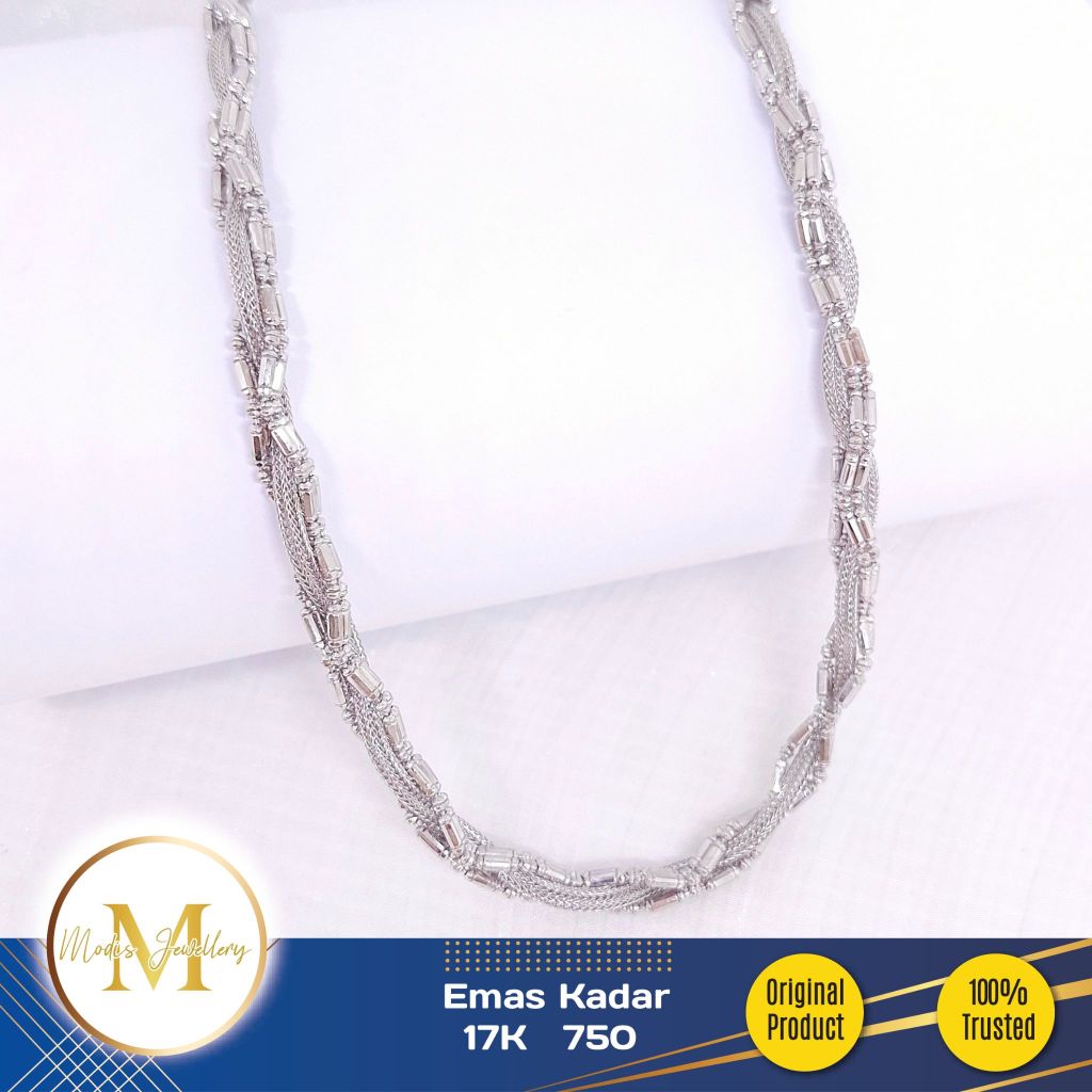 MODIS JEWELLERY - Kalung Choker Lilit Putih - Emas 17k 750