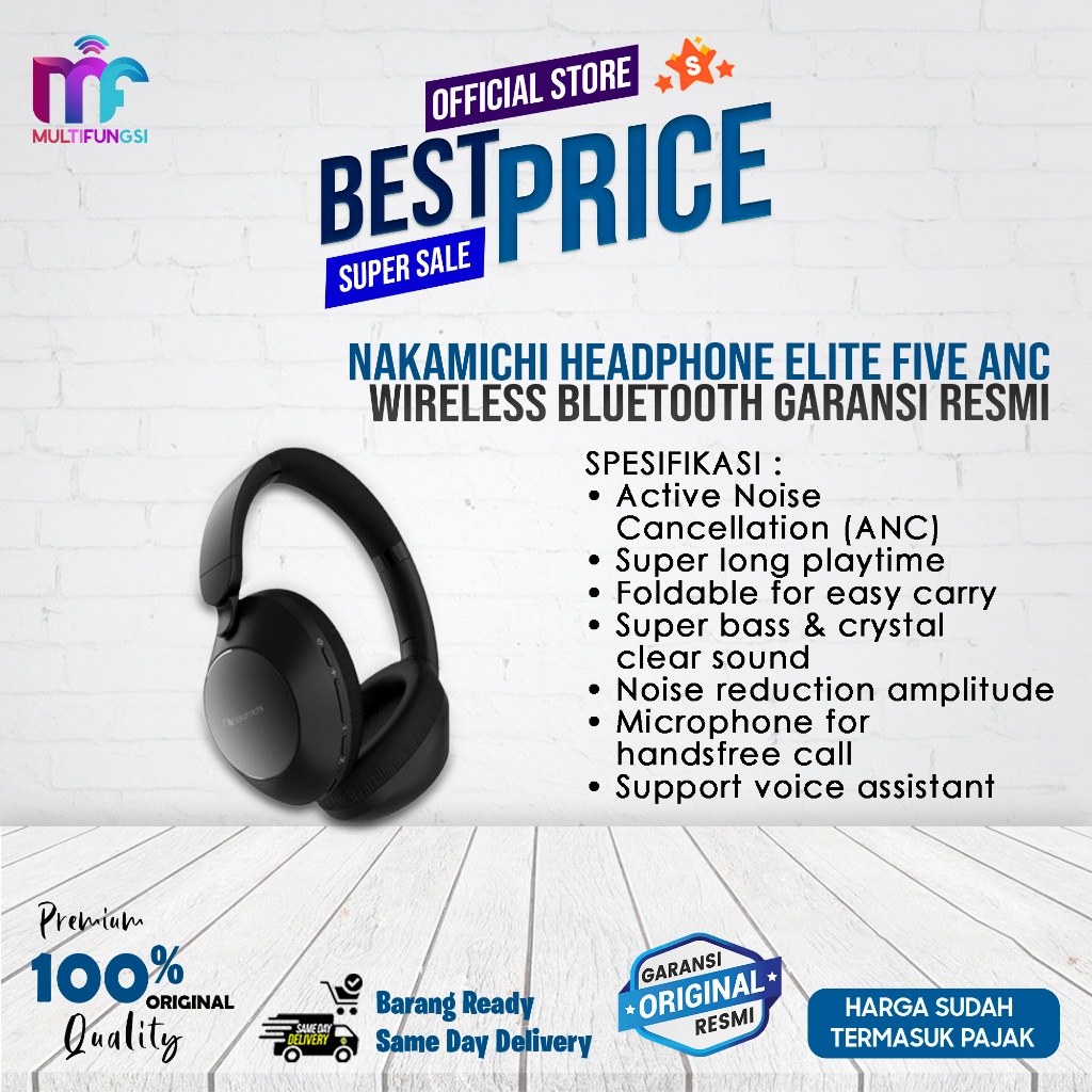 Nakamichi Headphone Elite Five ANC Wireless Bluetooth Garansi Resmi