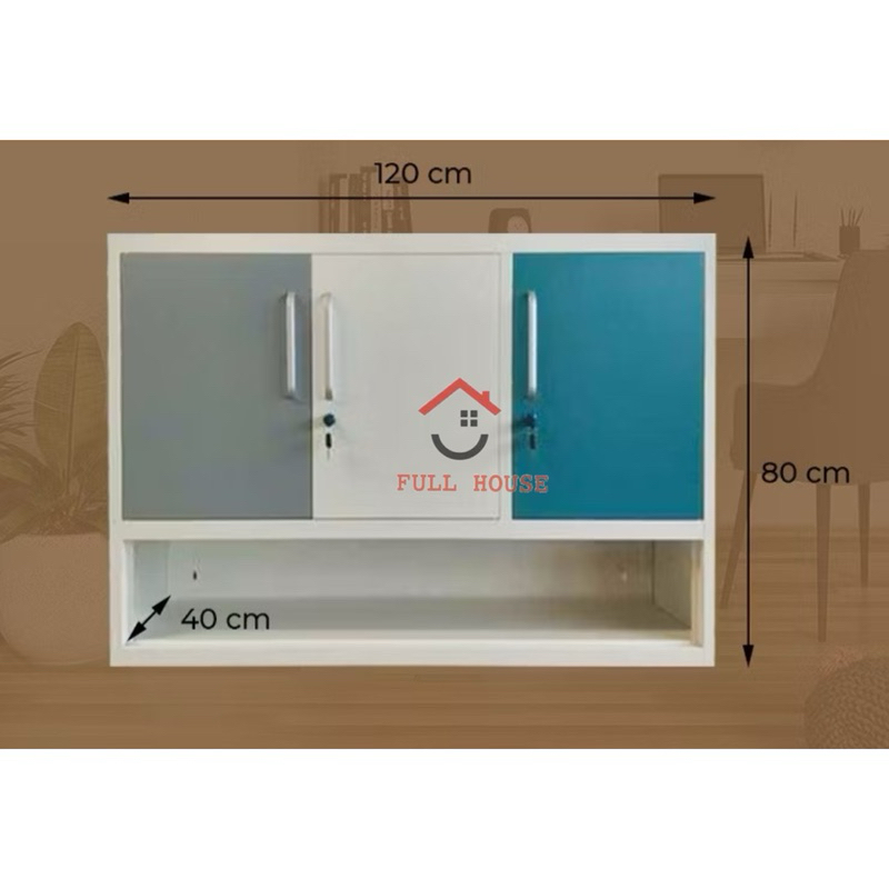 (fullhouse furniture) kithcen set atas rak dapur atas tempat penyimpanan bumbu serbaguna 3 pintu bes