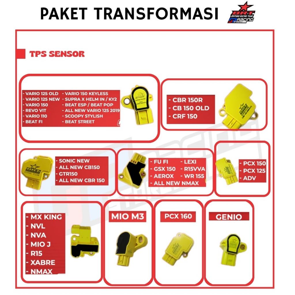 TPS Sensor BRT Super Flow - Vario Sonic CRF Beat PCX - Mio J Lexi Aerox NVL MX King - Fu FI GSX R