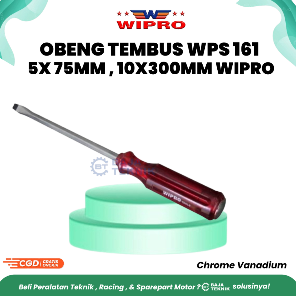 WIPRO OBENG TEMBUS WPS-161 5MMX75MM (3") , 10MMX300MM (12") PLUS (+) | OBENG KETOK WIPRO | OBENG TEM