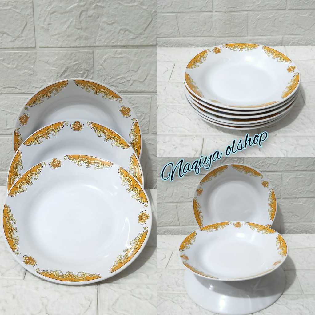 PIRING MAKAN KERAMIK MAHKOTA 9 INC DIAMETER 23 CM / PIRING KERAMIK