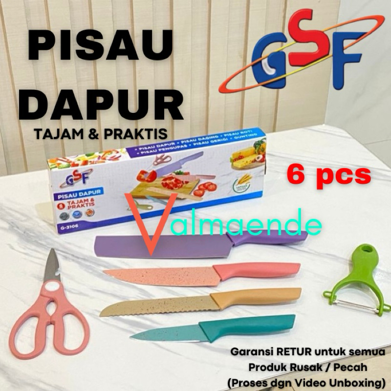 PISAU SET 6 in 1 Pisau Dapur Pisau Ceramic Pisau Buah Set Pisau Daging Parutan GSF 3106