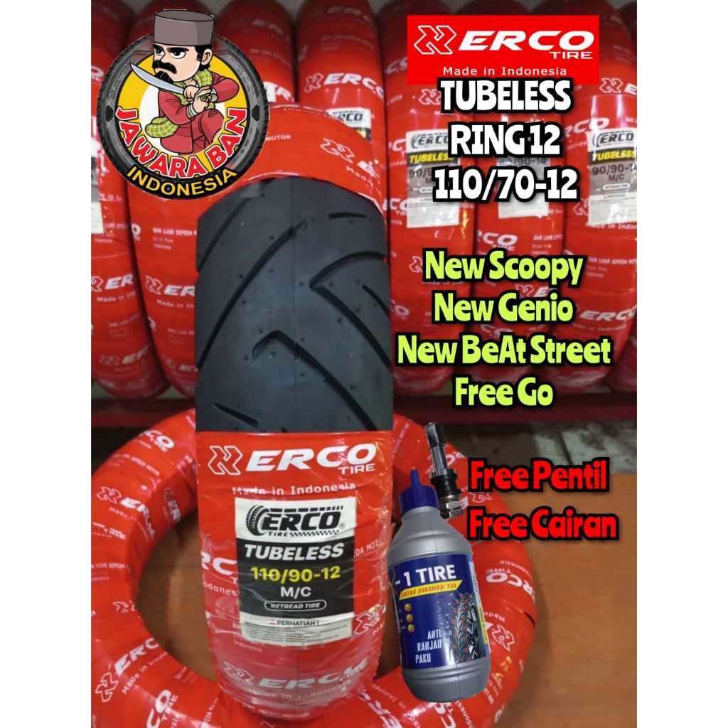 Ban Motor Matic Tubeless Ring 12 Merk ERCO Untuk New Scoopy New Genio FreeGo New BeAt Street Free Do