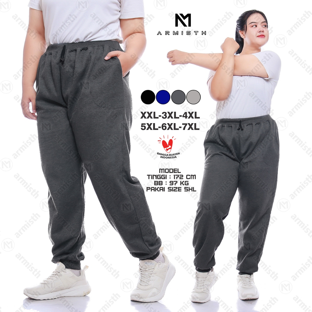 Armisth - Celana Training Joger Polos Super Jumbo Wanita Jogger Big Size
