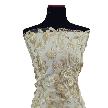 Tulle Embroidery Sapto Elegan Bunga Medallion Emas