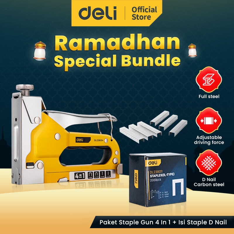 

Deli Staple Gun 4 In 1 Set Isi Staples D Nail 2000 Pcs